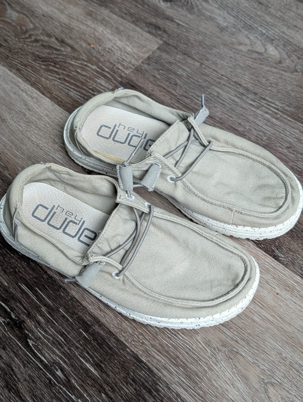 Dude Wendy Grey Canvas Slip On Loafers Women's Size 7 EU 38 Comfort Shoes